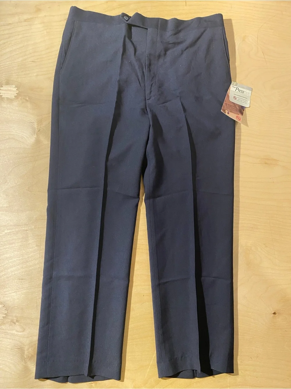 Haggar Presstige Men's Navy Dress Pants - Classic Straight Fit 38 x 32 (SW)